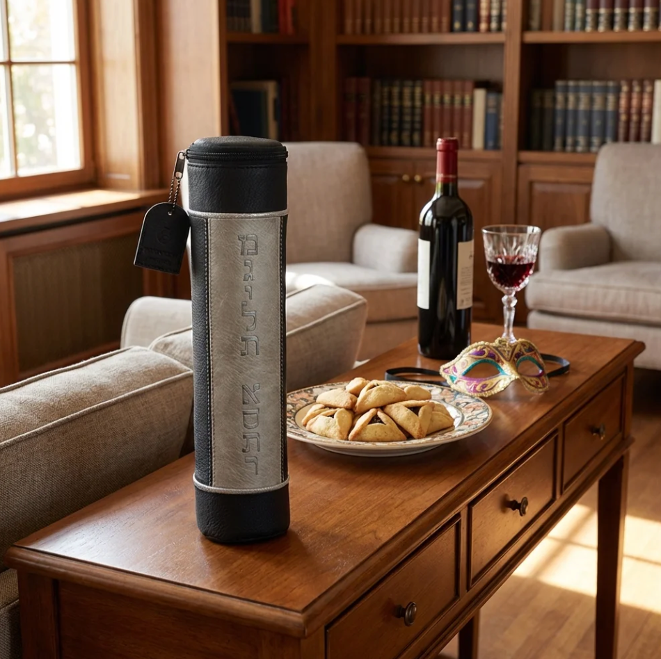 תיק למגילת אסתר פיו עם אותיות בולטות עבור קלף 39 ס"מ