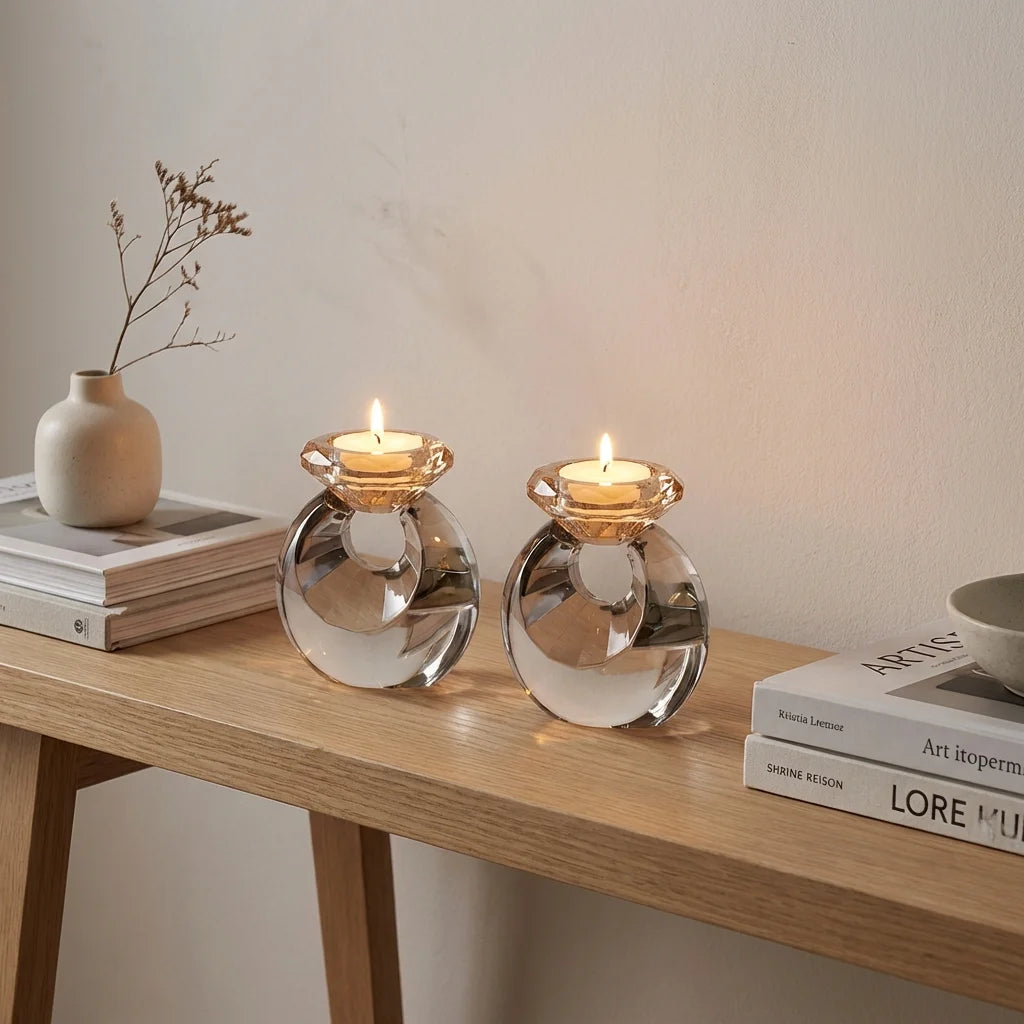 זוג פמוטי קריסטל מהודרים 10 ס"מ