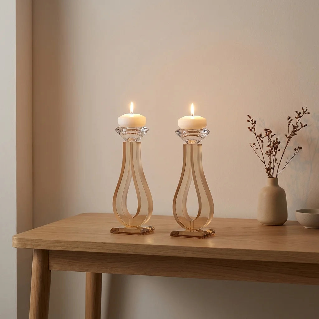 זוג פמוטי קריסטל מהודרים 14 ס"מ