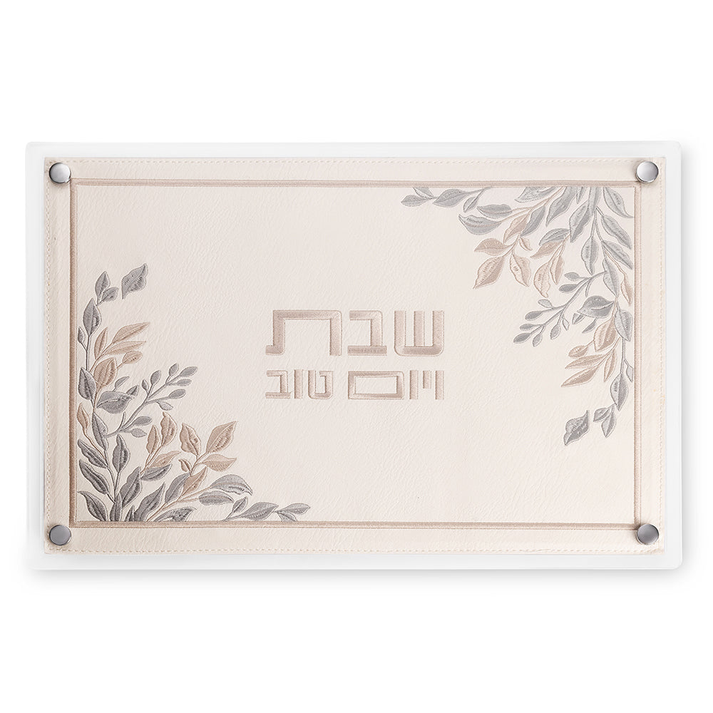 מגש פרספקס מהודר לשבת עם פלקטה דמוי עור