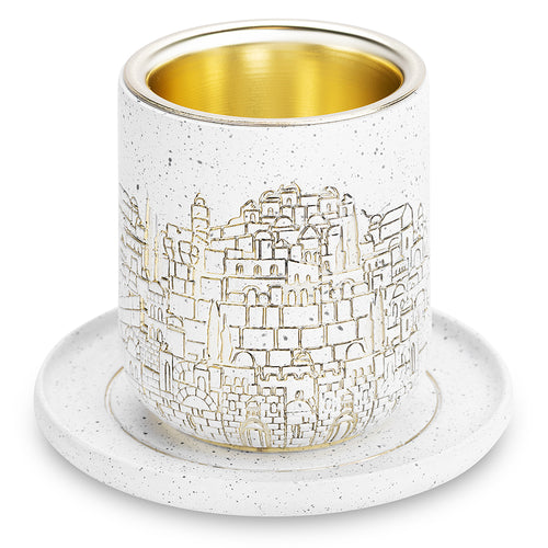 גביע קידוש מהודר מפולימר "ירושלים" עם תחתית 8 ס"מ