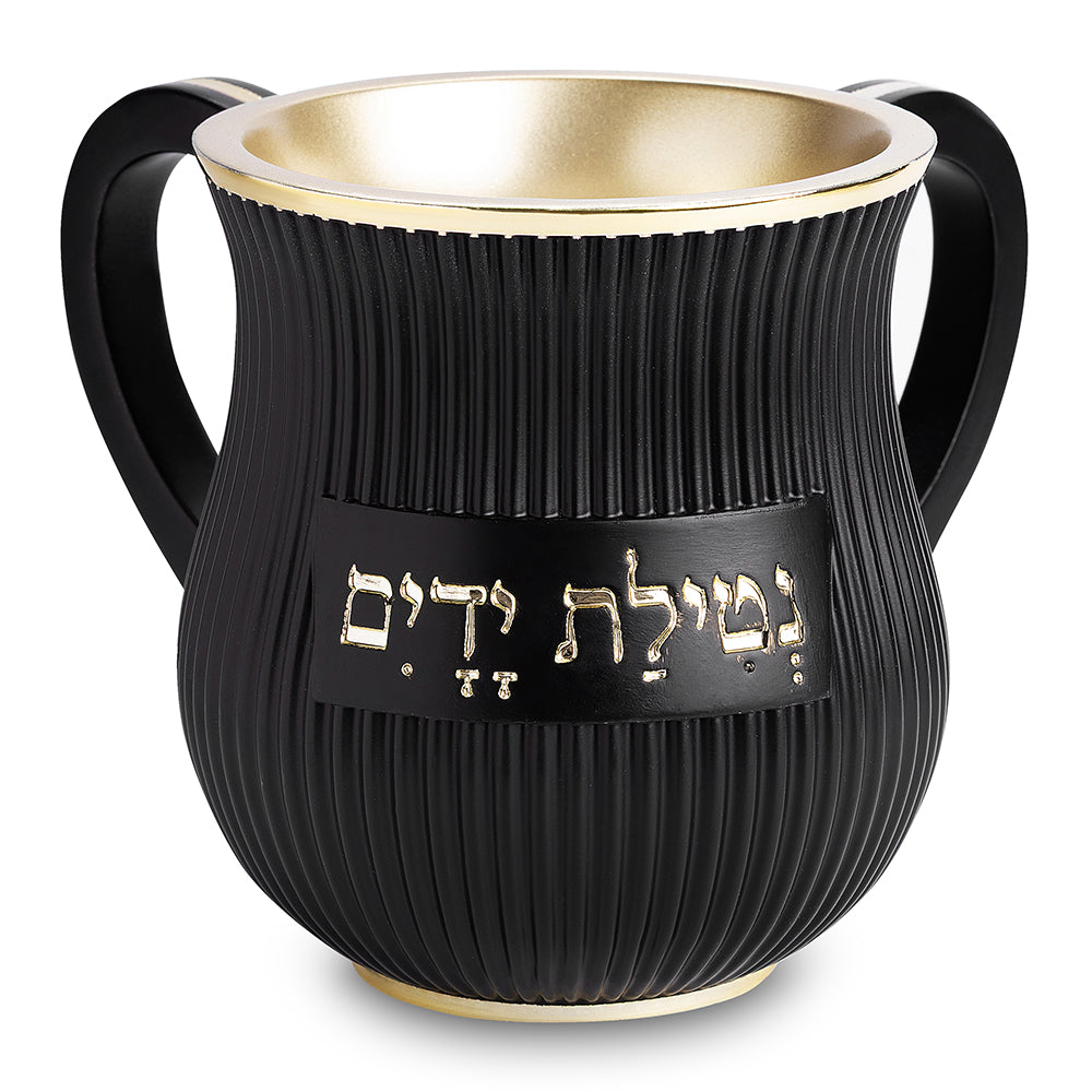 נטלה יוקרתית "נטילת ידיים" – שחור מט עם גימור זהב